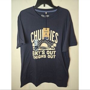 Chubbies Mens Navy Blue Graphic T Shirt Sky's Out Thighs Out XL